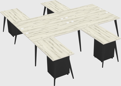 Shared l-shaped office desk system