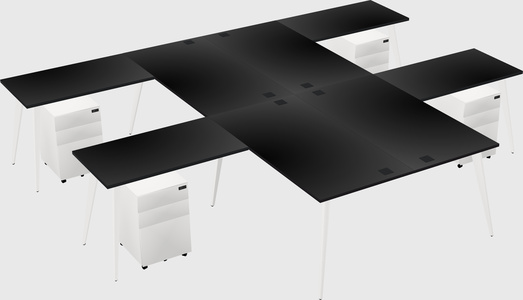 Shared l-shaped office desk system