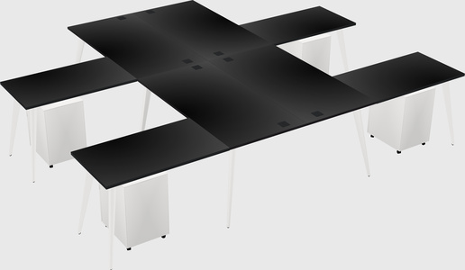 Shared l-shaped office desk system