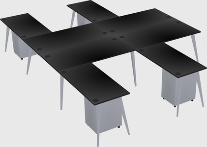 Shared l-shaped office desk system