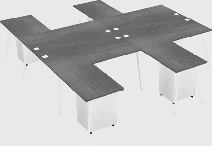 Shared l-shaped office desk system