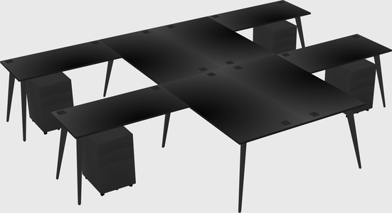 Shared l-shaped office desk system