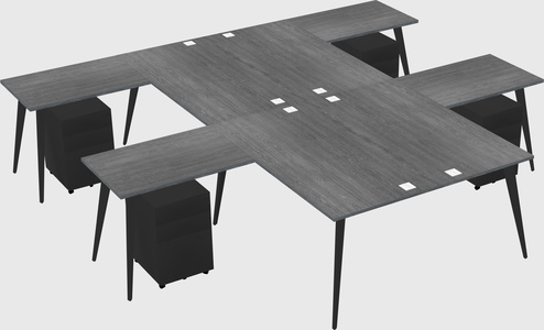 Shared l-shaped office desk system