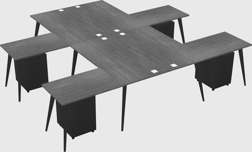Shared l-shaped office desk system