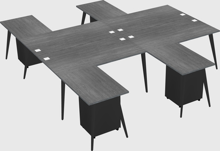 Shared l-shaped office desk system