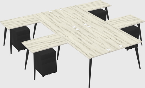 Shared l-shaped office desk system