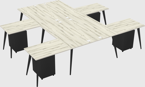 Shared l-shaped office desk system