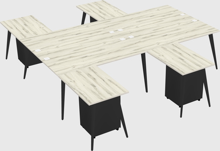Shared l-shaped office desk system