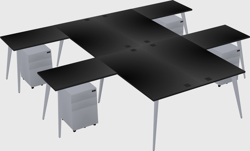 Shared l-shaped office desk system