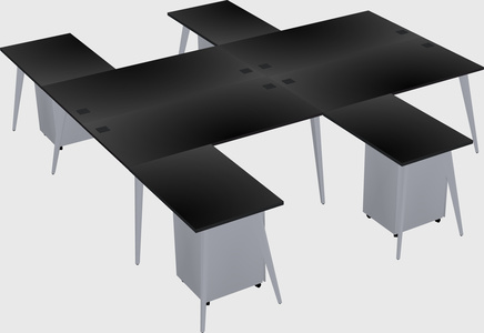 Shared l-shaped office desk system