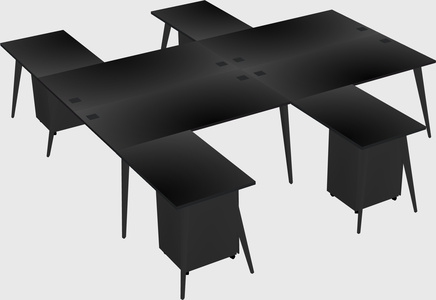 Shared l-shaped office desk system