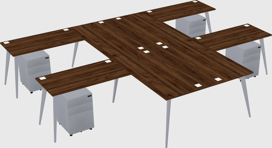 Shared l-shaped office desk system