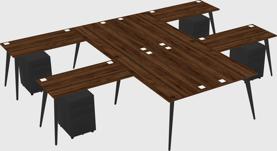 Shared l-shaped office desk system