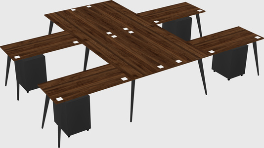 Shared l-shaped office desk system