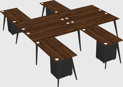 Shared l-shaped office desk system