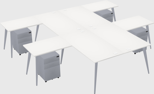 Shared l-shaped office desk system