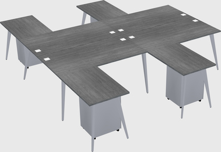 Shared l-shaped office desk system