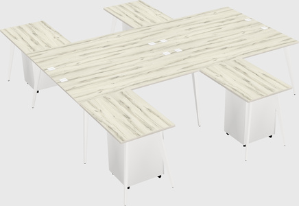 Shared l-shaped office desk system