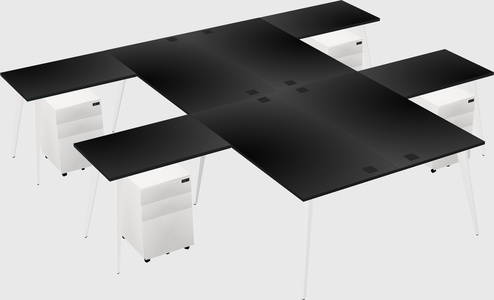 Shared l-shaped office desk system