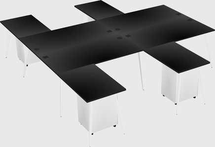 Shared l-shaped office desk system