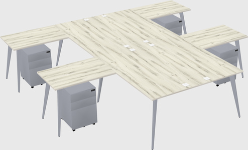 Shared l-shaped office desk system