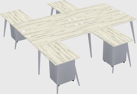 Shared l-shaped office desk system