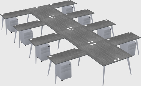 Shared l-shaped office desk system