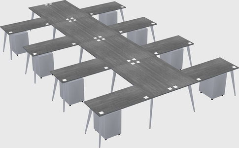Shared l-shaped office desk system