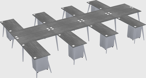Shared l-shaped office desk system