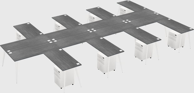 Shared l-shaped office desk system