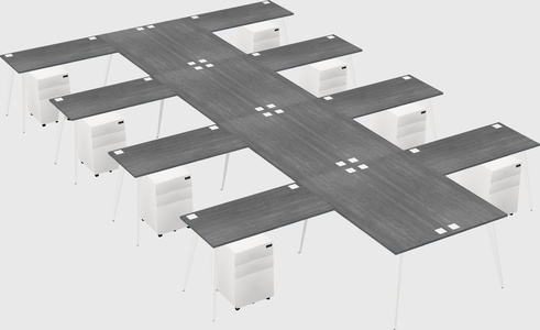 Shared l-shaped office desk system