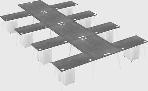 Shared l-shaped office desk system