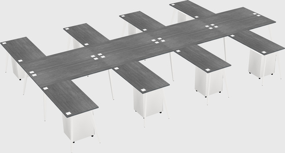 Shared l-shaped office desk system
