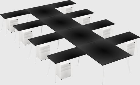 Shared l-shaped office desk system