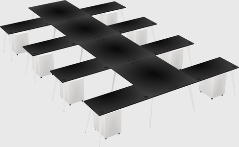 Shared l-shaped office desk system