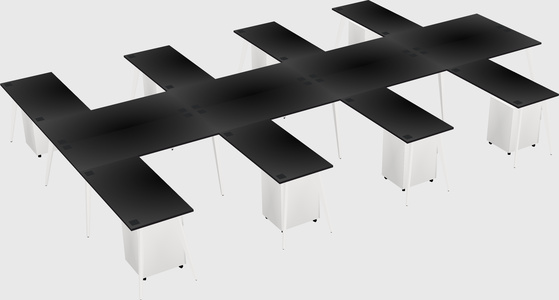 Shared l-shaped office desk system