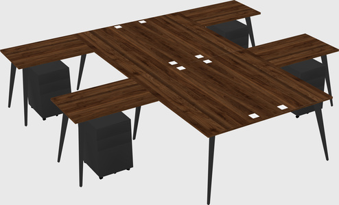 Shared l-shaped office desk system