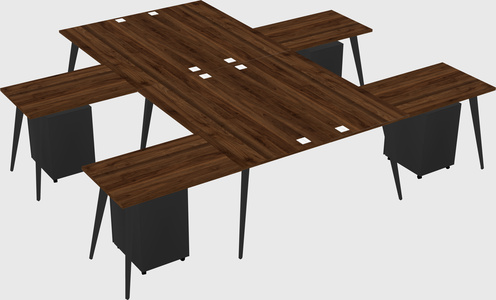 Shared l-shaped office desk system