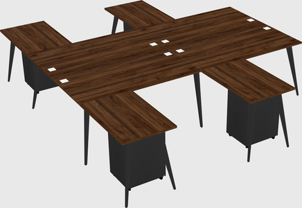 Shared l-shaped office desk system