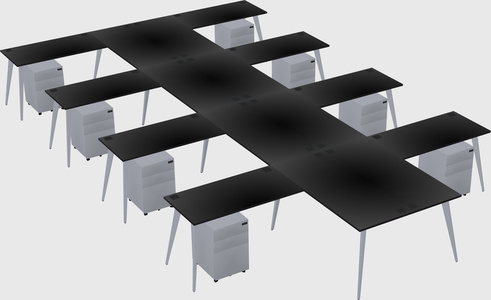 Shared l-shaped office desk system