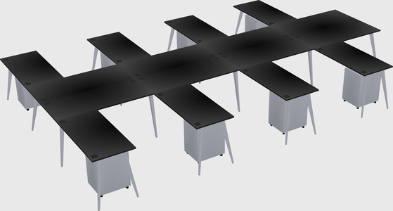 Shared l-shaped office desk system