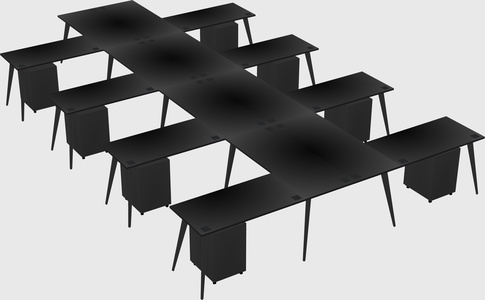 Shared l-shaped office desk system