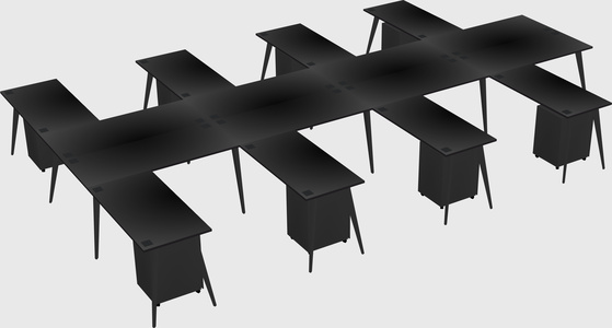 Shared l-shaped office desk system