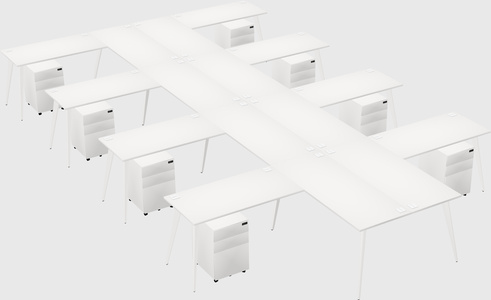 Shared l-shaped office desk system