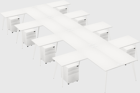 Shared l-shaped office desk system