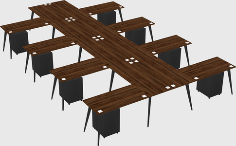 Shared l-shaped office desk system