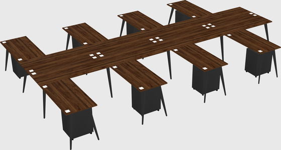 Shared l-shaped office desk system