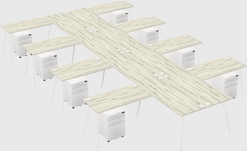 Shared l-shaped office desk system