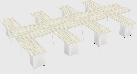 Shared l-shaped office desk system