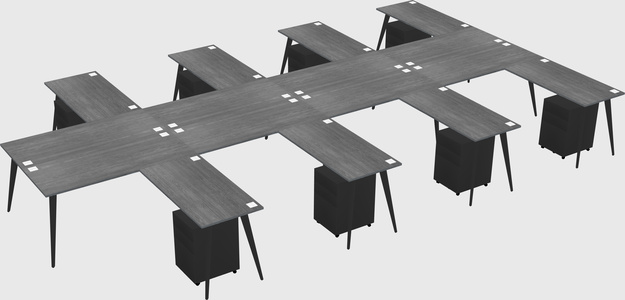 Shared l-shaped office desk system